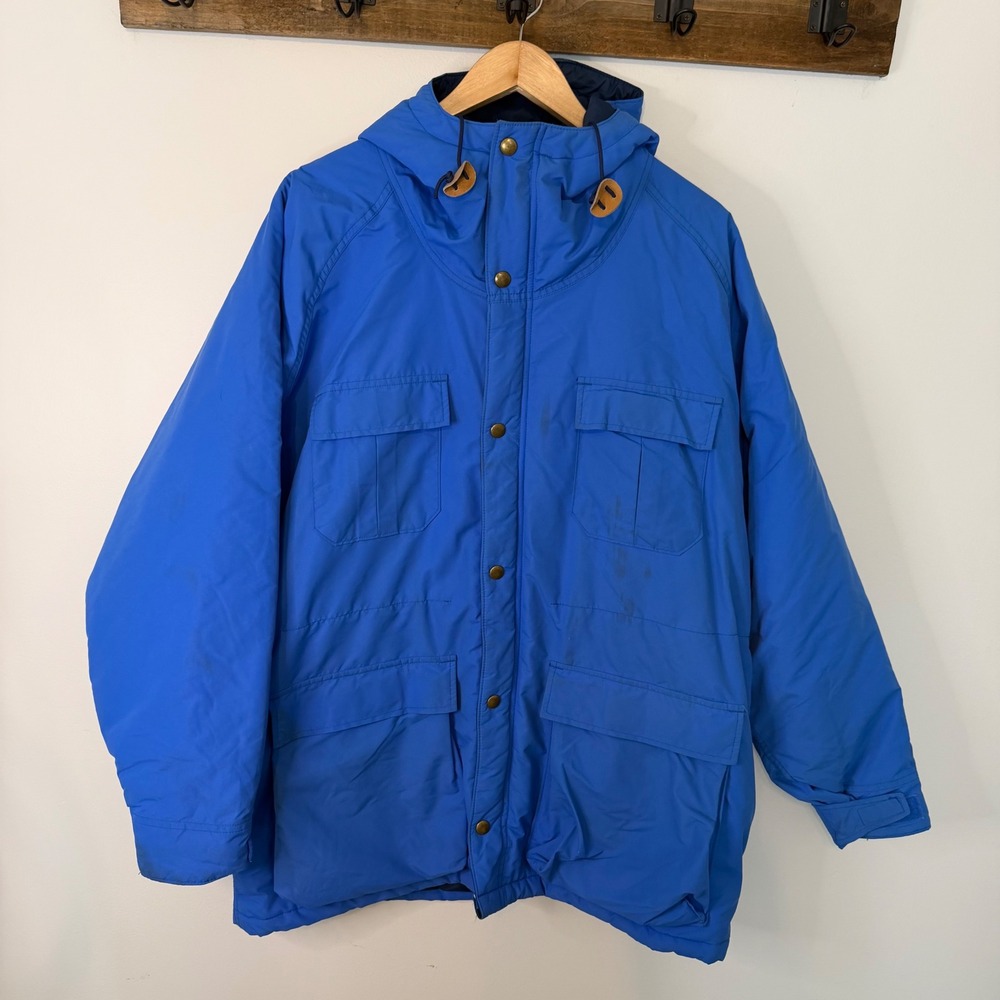 Woolrich Vintage Mens Blue Mountain Parka Insulated Hooded Jacket Coat Large